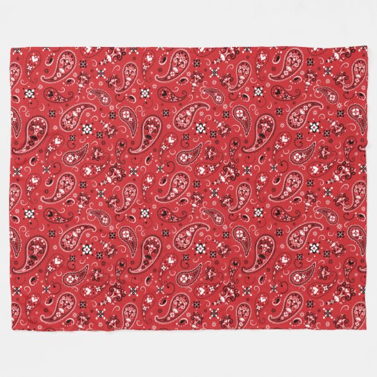 Bandana Red Paisley Fleecedecke (Vorderseite (Horizontal))