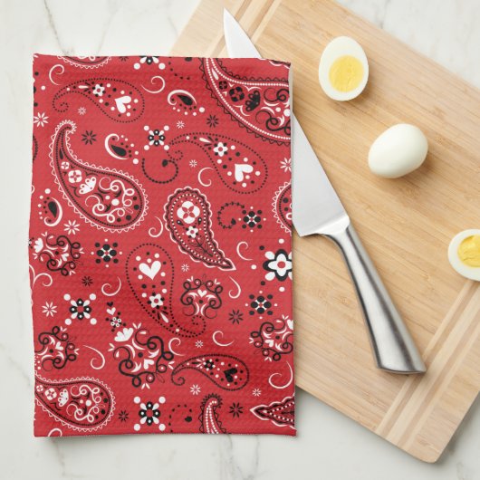 Bandana Red Paisley Geschirrtuch (Viertel Falte)