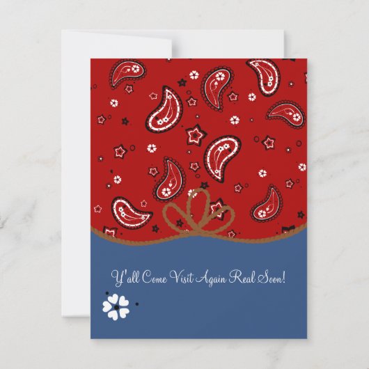 Bandana und Denim Cowgirl Birthday Einladung (Rückseite)