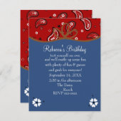 Bandana und Denim Cowgirl Birthday Einladung (Vorne/Hinten)