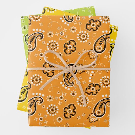Bandana Yellow Orange Green Moderner klassischer S Geschenkpapier Set (Beispiel)