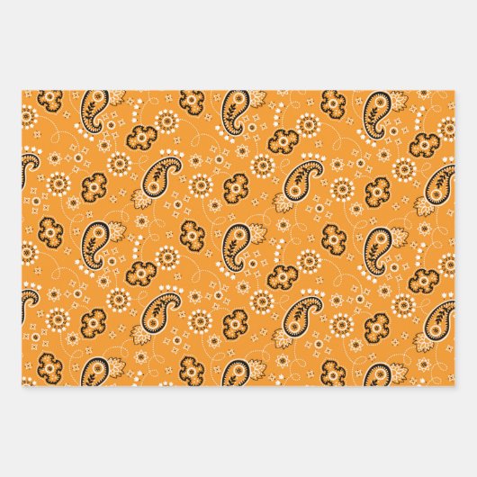Bandana Yellow Orange Green Moderner klassischer S Geschenkpapier Set (Vorderseite)