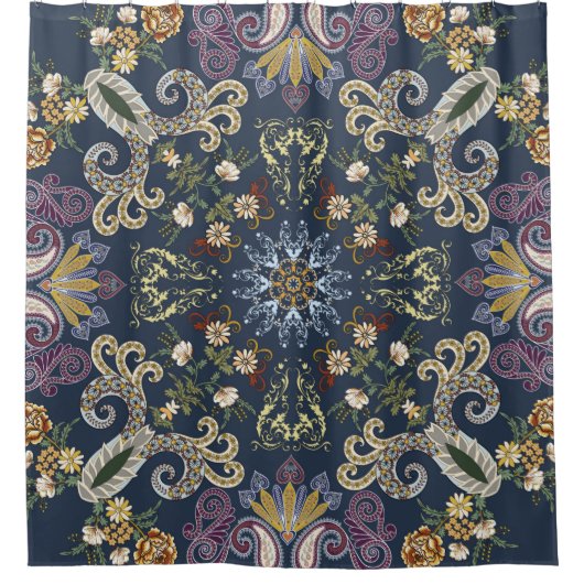 Bandanna mit farbenfrohen Paisley-nahtlosen Muster Duschvorhang (Vorderseite)