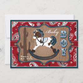 Bandanna Print & Rocking Horse Cowboy Baby Dusche Einladung
