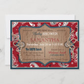 Bandanna Print & Rocking Horse Cowboy Baby Dusche Einladung (Rückseite)