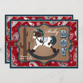 Bandanna Print & Rocking Horse Cowboy Baby Dusche Einladung (Vorne/Hinten)