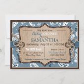 Bandanna Print & Rocking Horse Cowboy Babydusche Einladung (Rückseite)