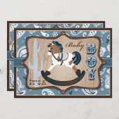 Bandanna Print & Rocking Horse Cowboy Babydusche Einladung (Vorne/Hinten)