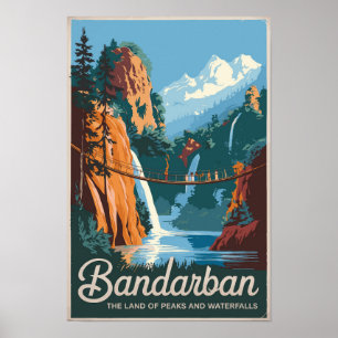 Bandarban Bangladesh Travel Art Vintag Poster