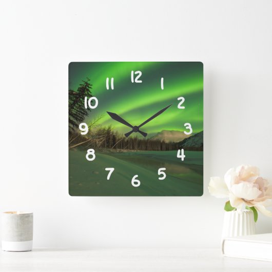 Banded Aurora Quadratische Wanduhr (Zuhause)