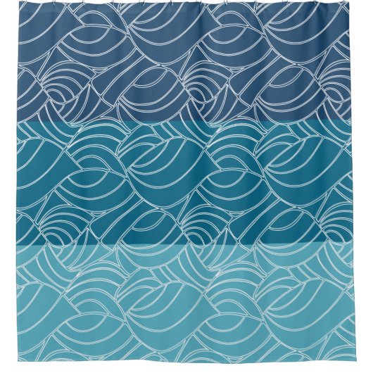 Banded Blues Ocean Waves Duschvorhang (Vorderseite)