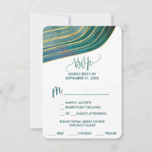 Banded Gemstone   Emerald Menu Choice RSVP Card Karte