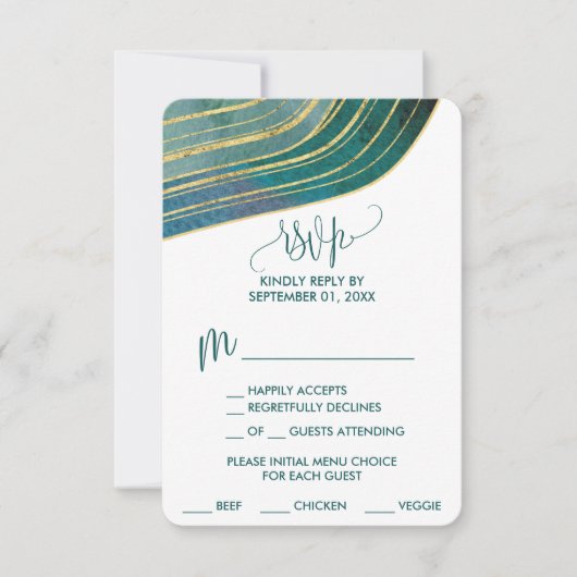 Banded Gemstone | Emerald Menu Choice RSVP Card Karte (Vorderseite)