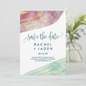 Banded Gemstone | Mauve Save the Date Card (Stehend Vorderseite)