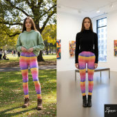 Banded Rainbow Gradient Neon Plaid Leggings