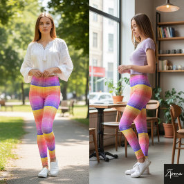 Banded Rainbow Gradient Neon Plaid Leggings