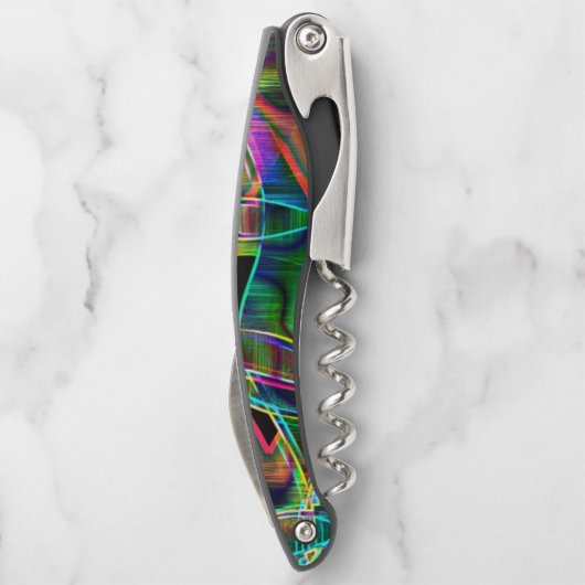 Bänder, farbig gewölbt, mit Prägung hervorgehoben Kellnermesser (Rückseite)