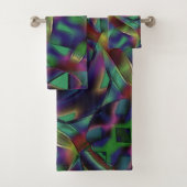 Bänder, miteinander verwoben, farbig dunkel badhandtuch set (Insitu)