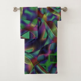 Bänder, miteinander verwoben, farbig dunkel badhandtuch set