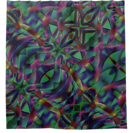 Bänder, miteinander verwoben, farbig dunkel duschvorhang (Vorderseite)