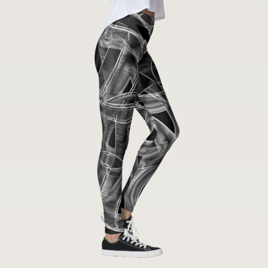 Bänder, schwarz, gebogen, mit Prägung hervorgehobe Leggings (Rechts)