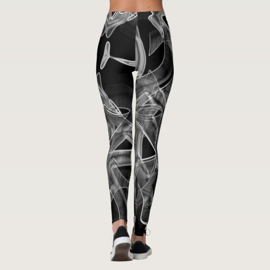 Bänder, schwarz, gebogen, mit Prägung hervorgehobe Leggings (Rückseite)