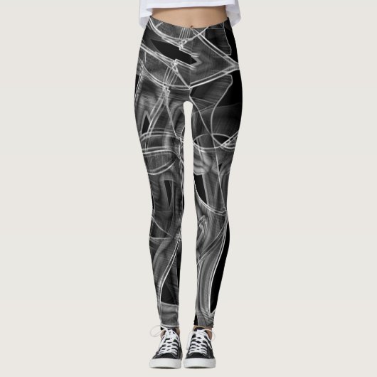 Bänder, schwarz, gebogen, mit Prägung hervorgehobe Leggings (Vorderseite)