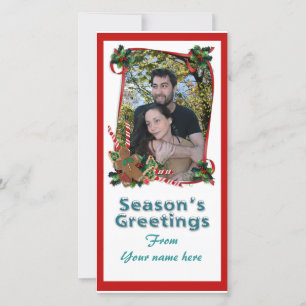 Bänder und Süßigkeiten für Weihnachtsfotos Feiertagskarte