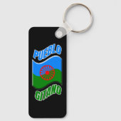 Bandera gitana. Llavero negro personalizado. Schlüsselanhänger (Rückseite)