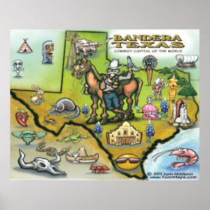 Bandera TEXAS Map Poster