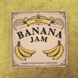 Banderbanner - Vintage-Bananenmarmeladen-Etikett A Quadratischer Aufkleber