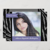 Bänderzebra-Druck-Abschluss: Lila Einladung (Vorne/Hinten)