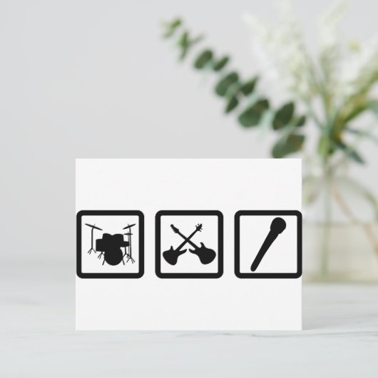 Bandgitarre Postkarte (Stehend Vorderseite)