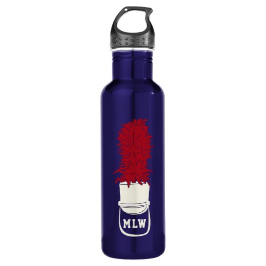 Bandhut mit Feathers Mit Monogramm Edelstahlflasche (Vorderseite)