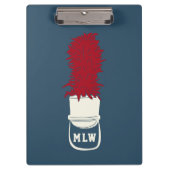 Bandhut mit Feathers Mit Monogramm Klemmbrett (Vorderseite)