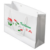 Bandiera d'Italia Rosa Personalisiert Große Geschenktüte (Vorderseite Schrägansicht)