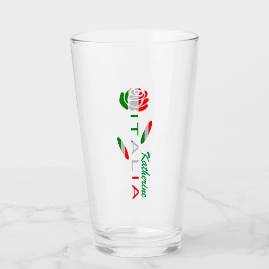 Bandiera d'Italia Rosa Personalized Glas (Vorderseite)
