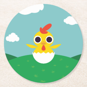 Bandit das Küken Runder Pappuntersetzer