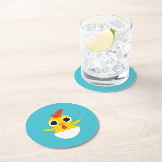 Bandit das Küken Runder Pappuntersetzer (Vor Ort)