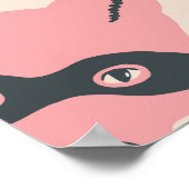 Bandit Fox Heads: rosa Beige Muster Poster (Ecke)