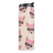 Bandit Fox Heads: rosa Beige Muster Thermosbecher (Nach links gedreht)