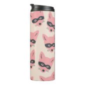Bandit Fox Heads: rosa Beige Muster Thermosbecher (Nach rechts gedreht)