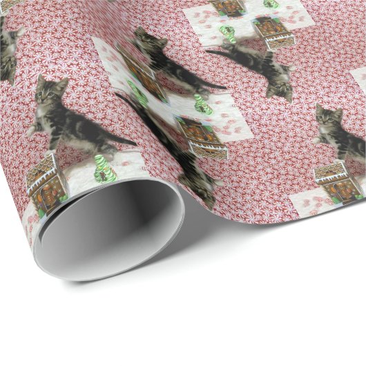 Bandit the Cat's Gingerbread House Geschenkpapier (Rolleneckpunkt)