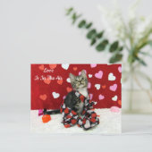 Bandits beste gekleidete Katze Valentins Postkarte (Stehend Vorderseite)