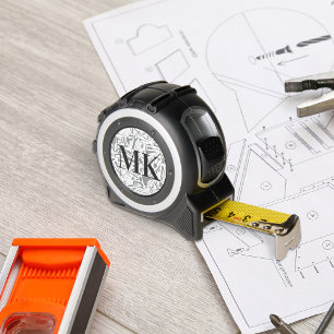 Bandmaß mit Werkzeugmuster und Monogramm Maßband