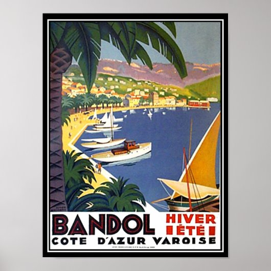 Bandol Cote D'azur France Travel Poster Print (Vorne)