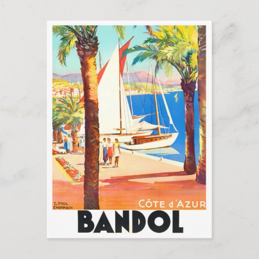 Bandol France Vintage Reise Postkarte (Vorderseite)