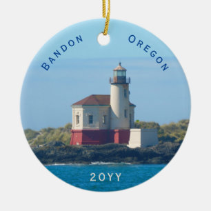 Bandon Lighthouse Oregon Weihnachten Keramik Ornament