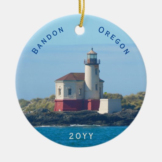 Bandon Lighthouse Oregon Weihnachten Keramik Ornament (Vorne)