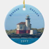 Bandon Lighthouse Oregon Weihnachten Keramik Ornament (Hinten)